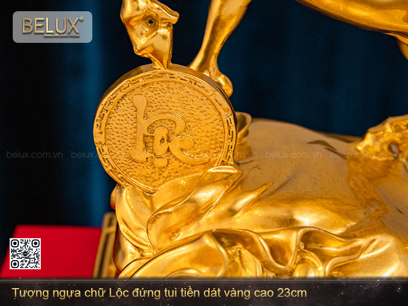Tượng Ngựa Chữ Lộc Dát Vàng 24k